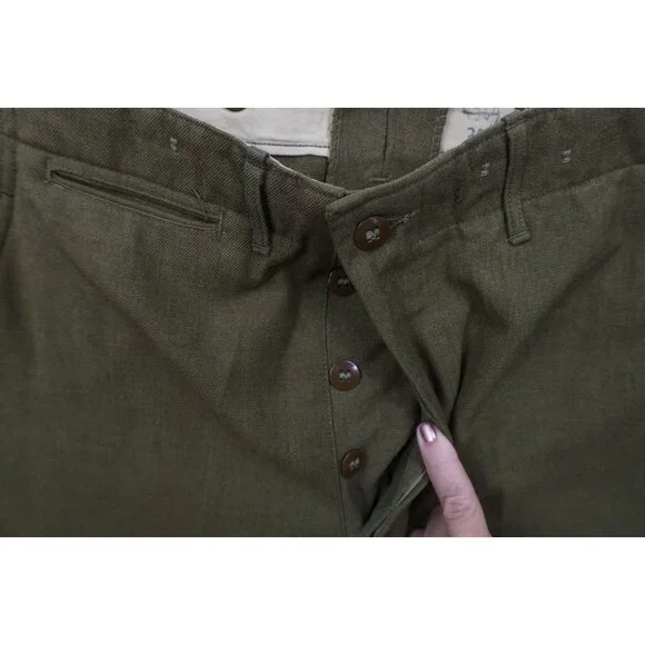 Vtg 40s 50s Korean World War II Mens 33x31 Distressed Wool Trousers Pants USA